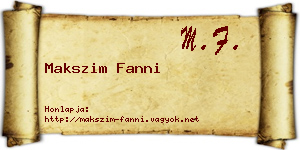 Makszim Fanni névjegykártya